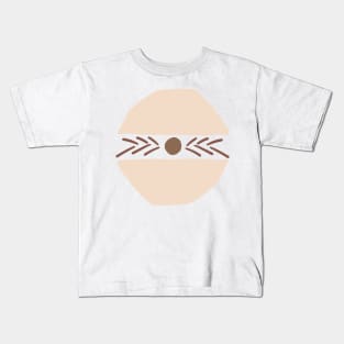 Boho Abstract Shapes Siple Minimalist Nude Brown Design Kids T-Shirt